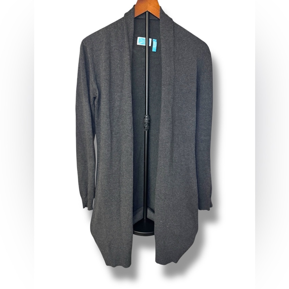 Survival Women's Gray Open Front Calf Length Cardigan Sweater Sz Sm EUC